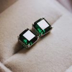 Huitan Simple and Elegant Square Cubic Zirconia Stud Earrings – White & Green Bridal Jewelry for Women