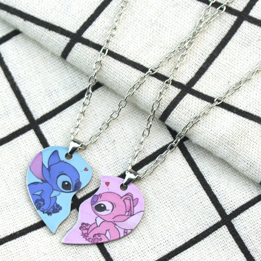 1 Pair Lilo & Stitch Pendant Necklaces – Kawaii Stainless Steel Couple Neck Chains - Image 4