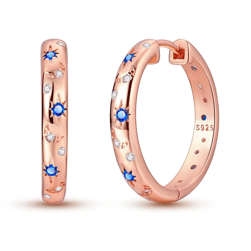 Original 925 Sterling Silver Colorful Hoop Earrings – Gold & Rose Gold for Women - Image 24