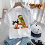 Dragon Ball Goku T-Shirt – A-Z Letter Print Cotton Tee for Boys & Toddlers
