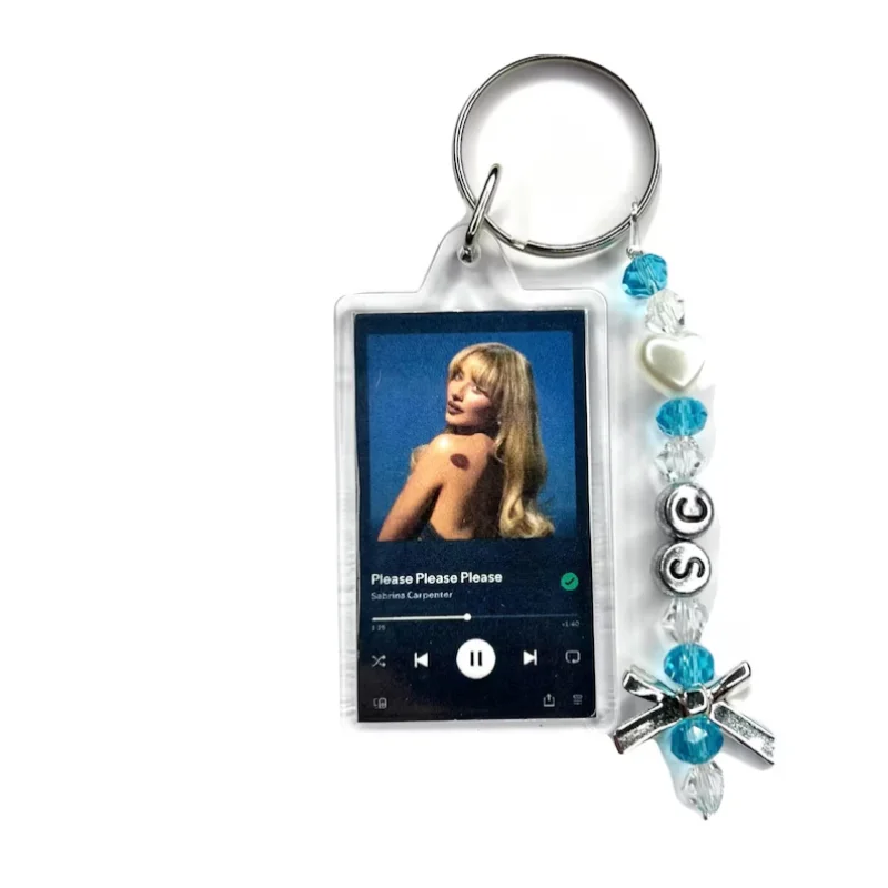 Sabrina C "Short n’ Sweet" Inspired Keychain – Song Plaque & Bead Name Charm for Bags & Fans - Image 4