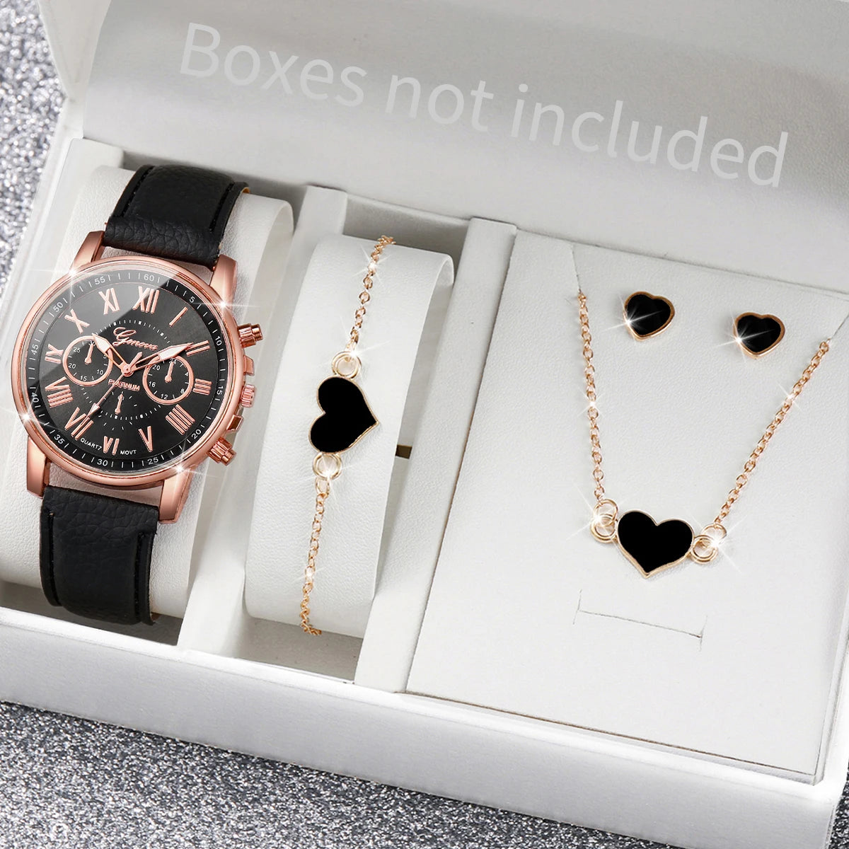 5/6PC Fashion Women's Quartz Watch & Jewelry Set - Image 3
