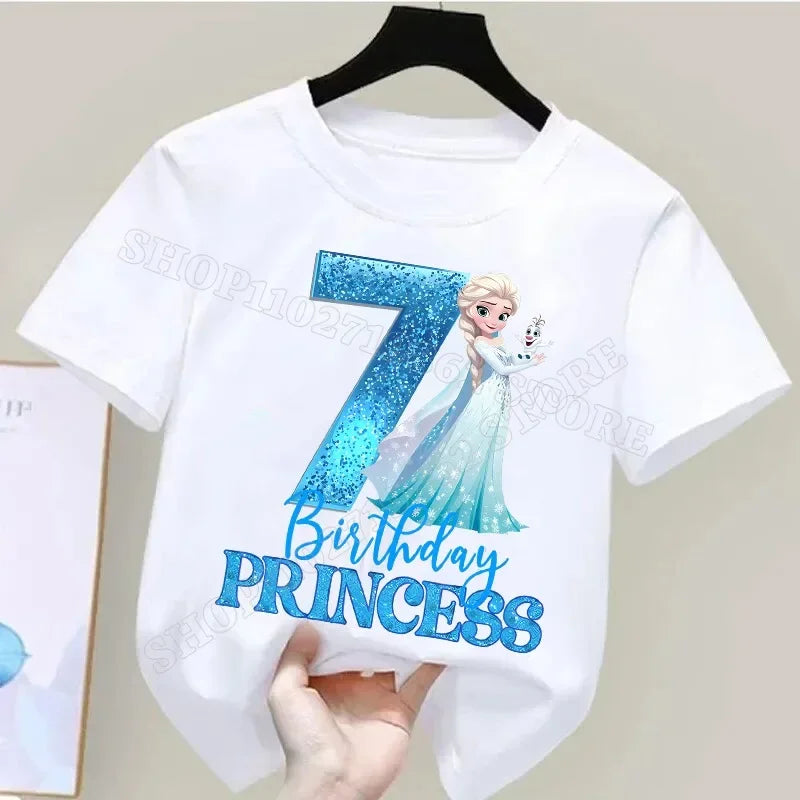 Frozen Elsa Birthday T-Shirt – Cute Cotton Tee for Girls Ages 1–9 - Image 3
