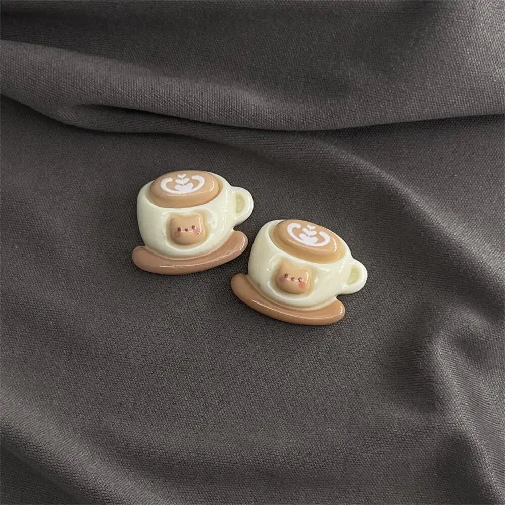 10pcs Kawaii Cartoon Milk Tea Coffee Cake Bear Flatbacks – Hair Embellishments for DIY Bows & Wedding Hairpin Accessories - Image 4