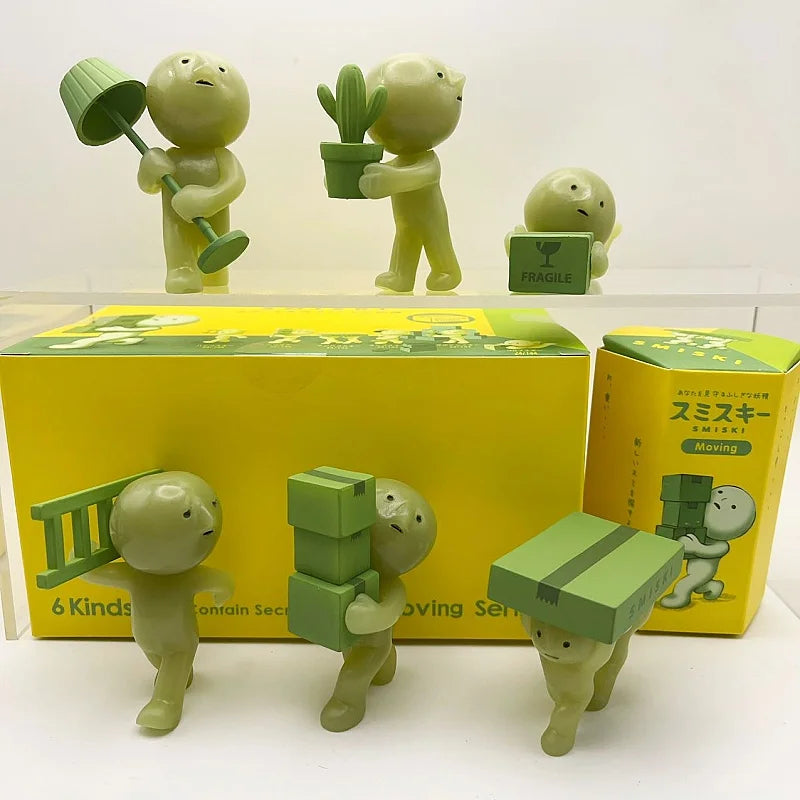 Hot Sonny Angel Smiski Moving Series – Mystery Noctilucent Green Doll Action Figures - Image 2