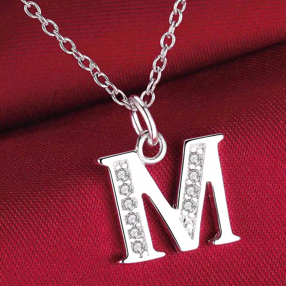 26 Letters 925 Sterling Silver Necklace Pendant – Zircon Accent Jewelry for Women - Image 20