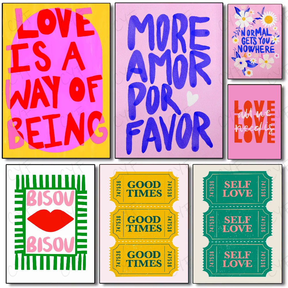 Minimalist Sunny Eclectic Love Quotes Poster – HD Waterproof Wall Art for Home & Living Spaces