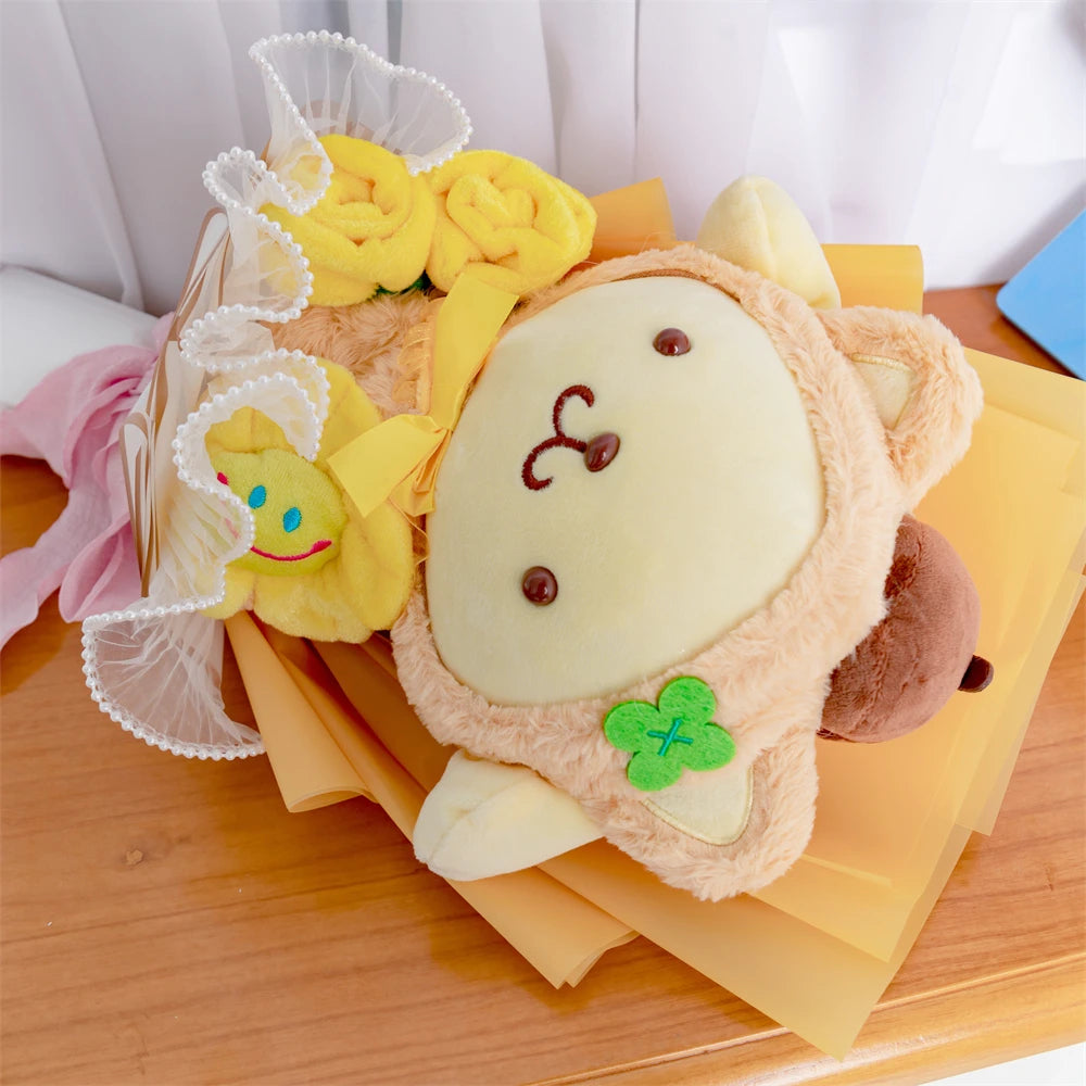 Plush Bouquet Pom Pom Purin Plush Doll – Kawaii Cartoon Stuffed Bouquet Surprise Gift - Image 4