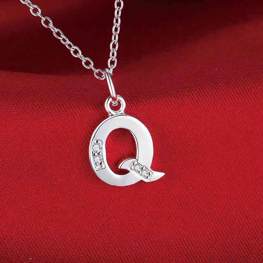 26 Letters 925 Sterling Silver Necklace Pendant – Zircon Accent Jewelry for Women - Image 11