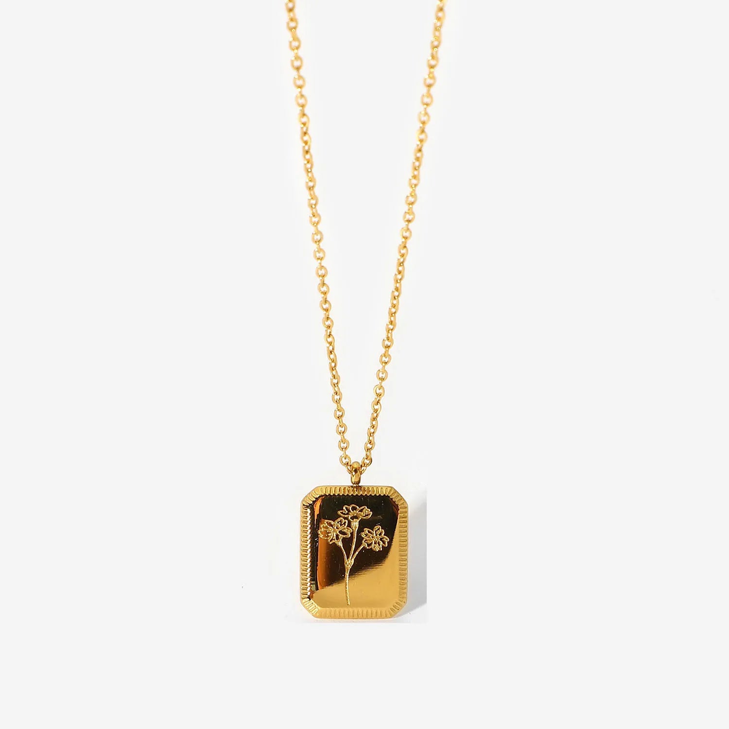 Birth Month Flower Necklace – Gold Plated Stainless Steel Pendant for Women - Image 11