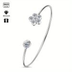 S925 Silver Moissanite Flower Bracelet – 1.1CT Gemstone Jewelry for Men & Women