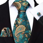 Luxury Paisley Tie & Handkerchief Set – Men's Suit Accessory with Cufflinks & Pocket Square