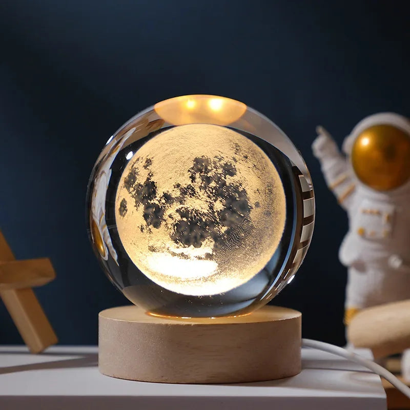 USB LED Galaxy Crystal Ball Lamp – 3D Planet & Moon Night Light for Home Decoration & Gift Festivals - Image 10
