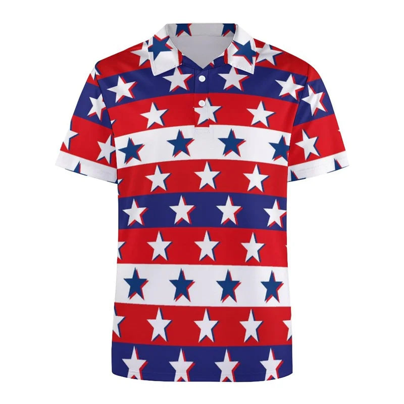 Fashion USA Flag Polo Shirt – Men’s 3D Print Short Sleeve Summer Lapel T-Shirt - Image 13