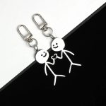 Unique Than Heart Stickman Couple Keychain – Fun & Creative Metal Keyring Gift