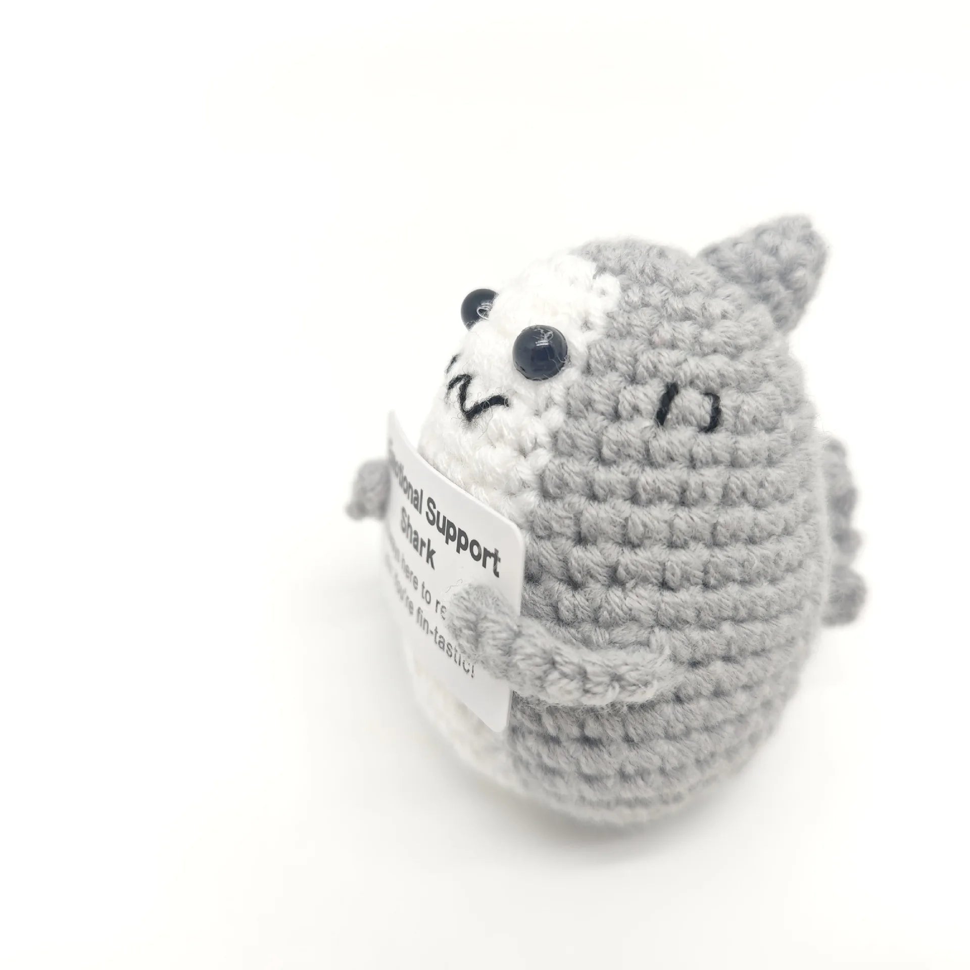 Funny Crochet Positive Energy Shark Doll – Emotional Support & Cute Knitted Woolen Bee Decor - Image 7