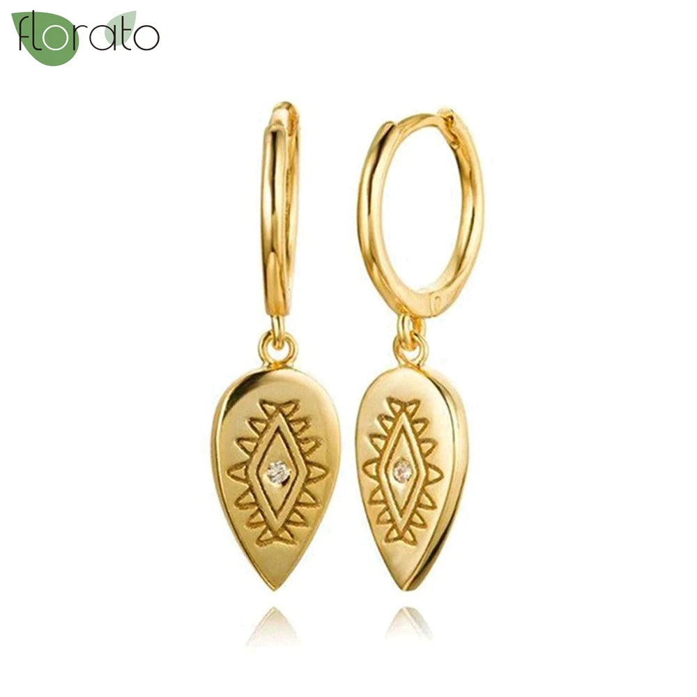 925 Sterling Silver Needle Vintage Gold Hoop Earrings – Evil Eye Pendant Jewelry for Women - Image 26