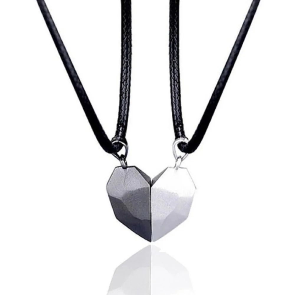 2Pcs/Set Fashion Couple Heart Magnetic Necklace – Matching Pendant Set for Weddings & Anniversaries - Image 11
