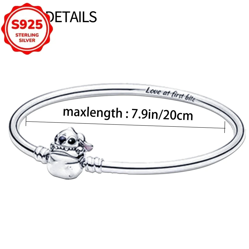 Disney 925 Sterling Silver Beads – Mickey, Stitch, Princess, Cinderella Charms for DIY Bracelets - Image 74
