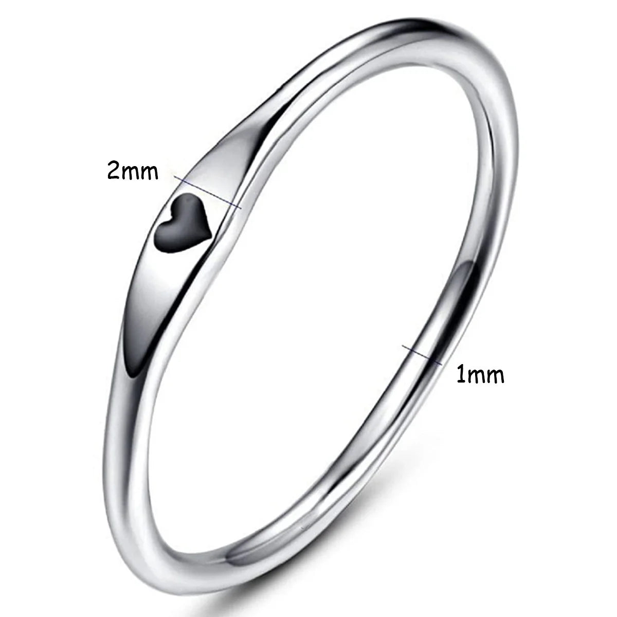 925 Sterling Silver Carved Heart Ring – Stackable Wedding & Promise Band for Her - Image 3