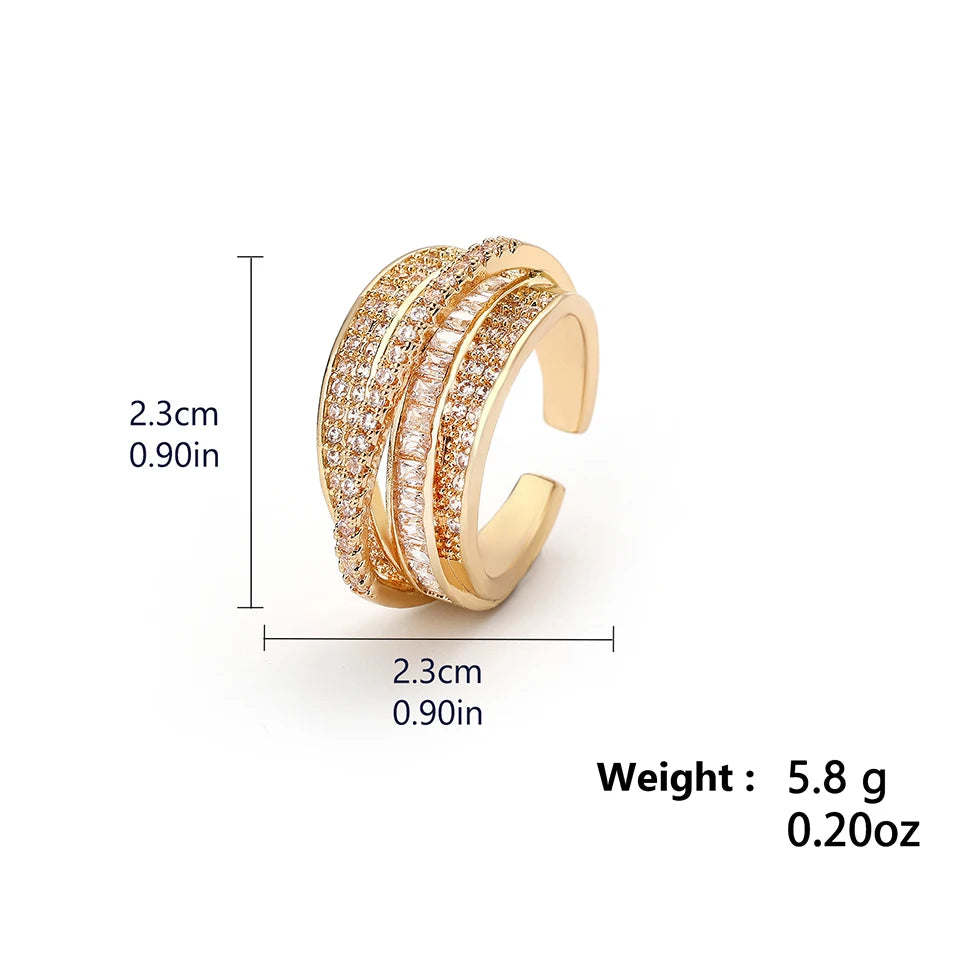 High-Quality Copper Inlaid Zircon Multi-layer Star Opening Ring - Image 6