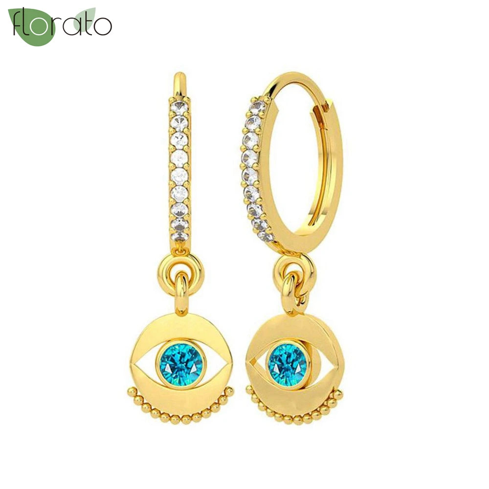 925 Sterling Silver Needle Vintage Gold Hoop Earrings – Evil Eye Pendant Jewelry for Women - Image 11