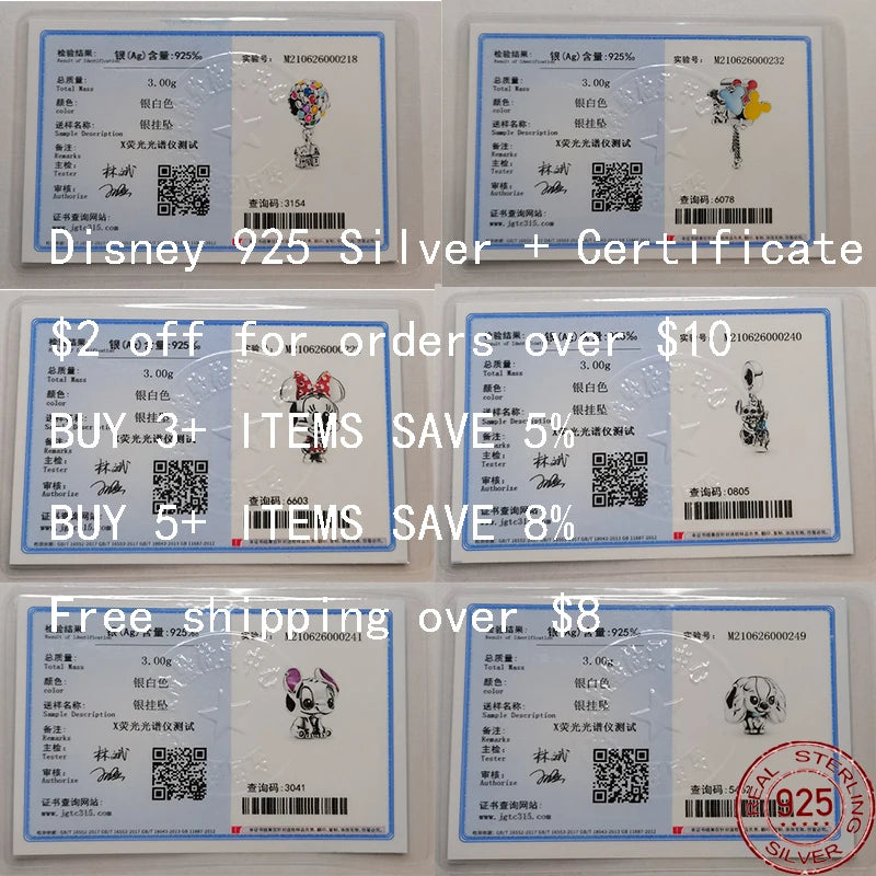 Disney 925 Sterling Silver Beads – Mickey, Stitch, Princess, Cinderella Charms for DIY Bracelets - Image 2