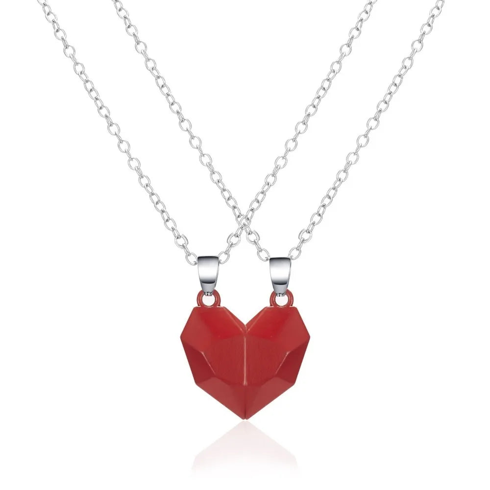 2Pcs/Set Fashion Couple Heart Magnetic Necklace – Matching Pendant Set for Weddings & Anniversaries - Image 12