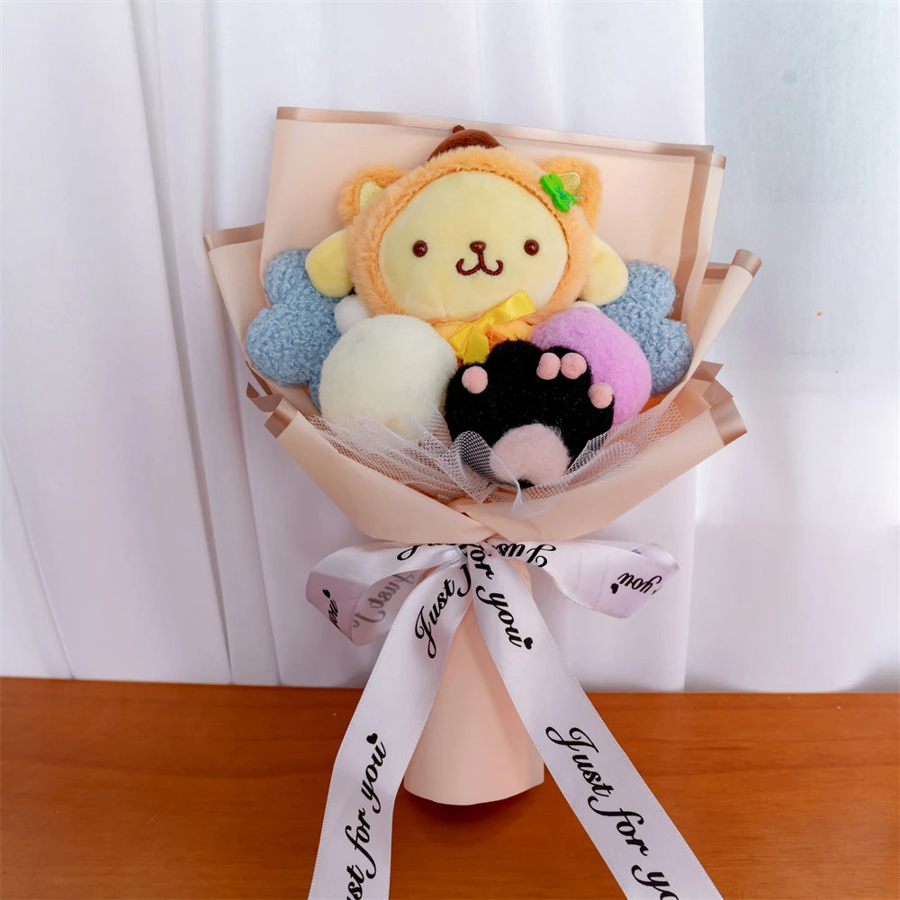 Plush Bouquet Pom Pom Purin Plush Doll – Kawaii Cartoon Stuffed Bouquet Surprise Gift - Image 8