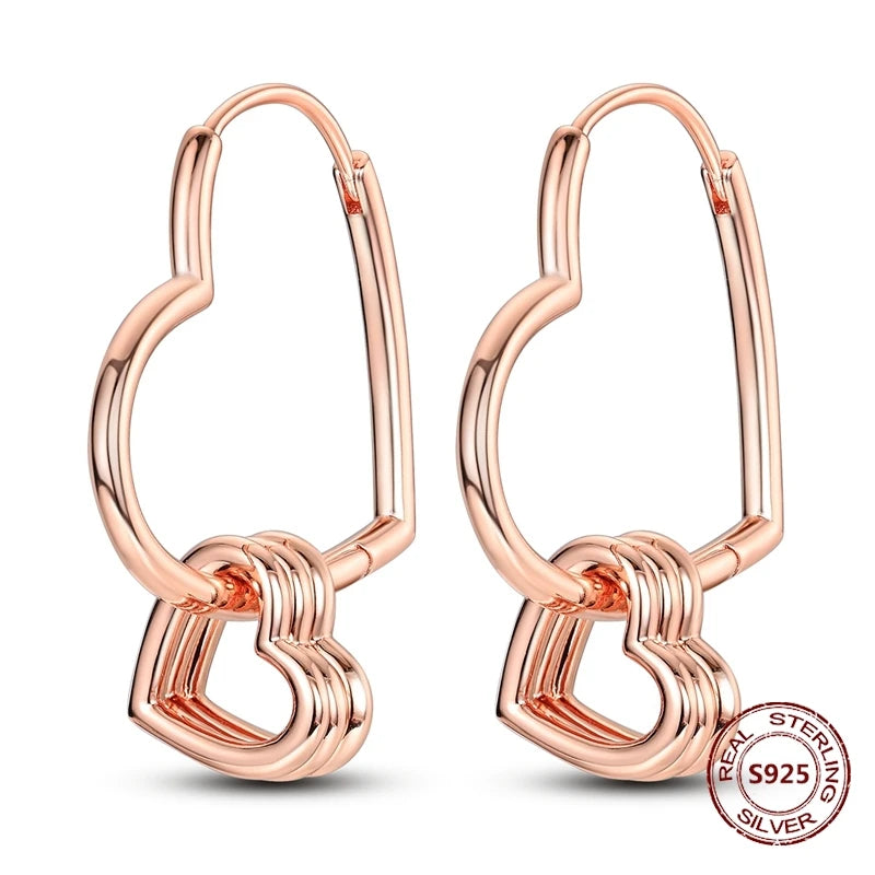 Rose Gold Star & Moon Hoop Earrings – 925 Sterling Silver Dangle Jewelry for Women - Image 13