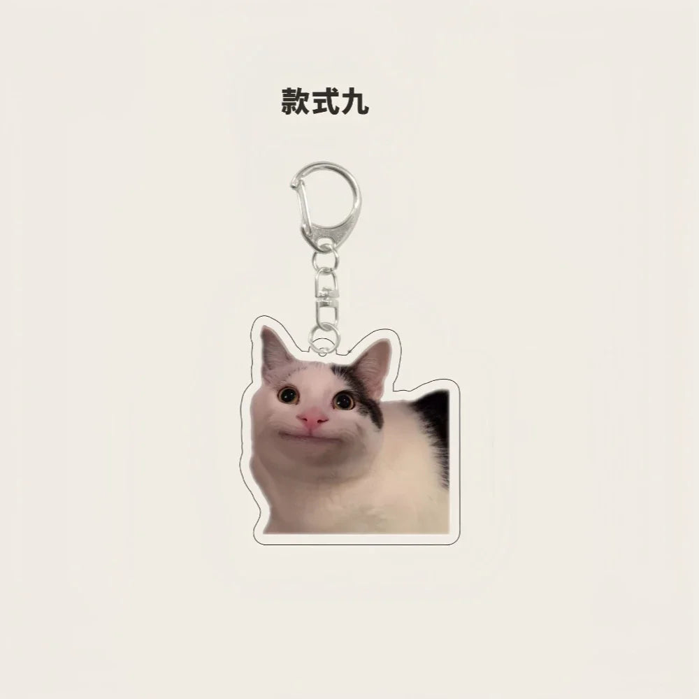 Funny Rambling Goat & Huh Cat Meme Keychain – Screaming Confused Cat Pendant Gift - Image 4