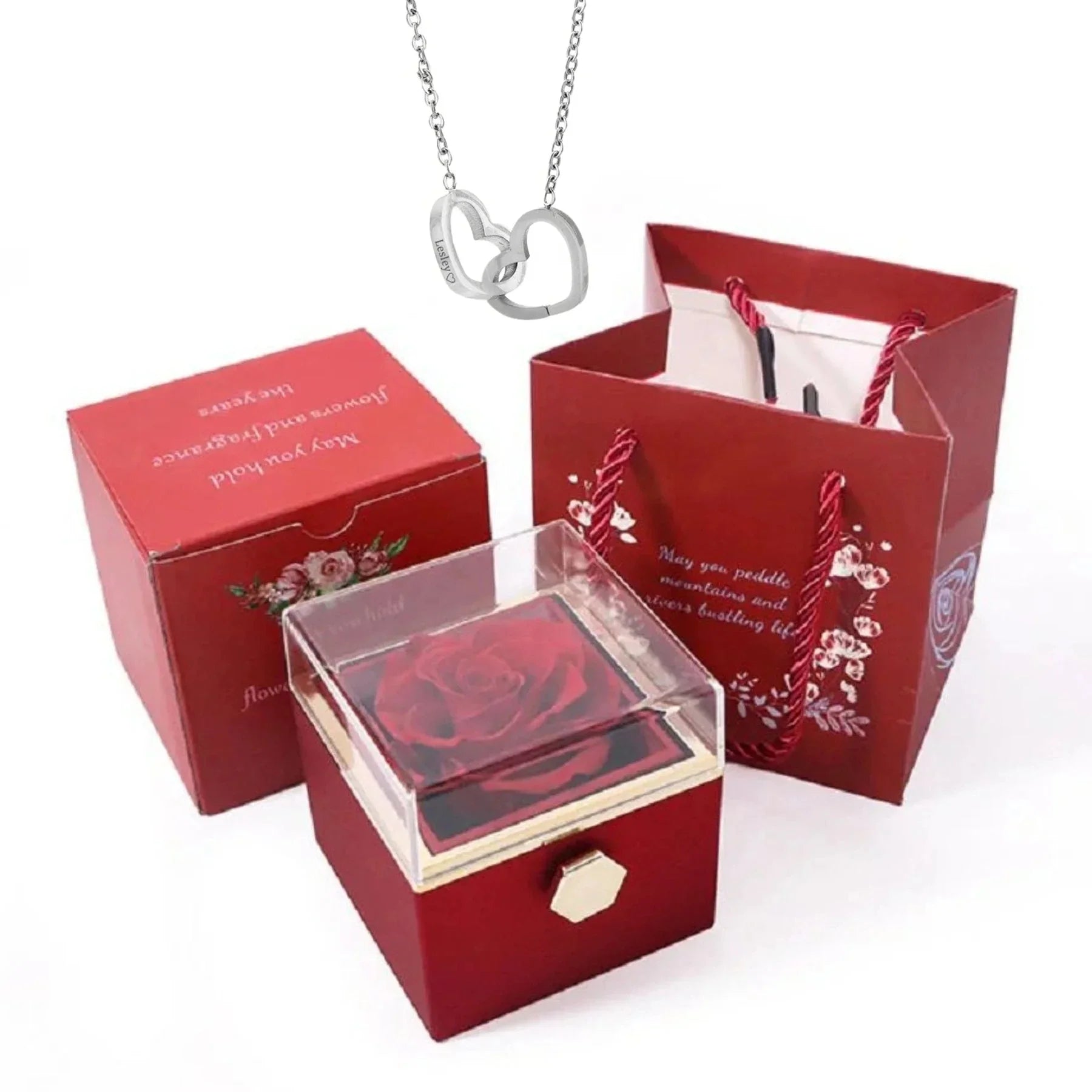 PolishedPlus™ Custom Heart Name Necklace + Rotating Rose Box - Image 7