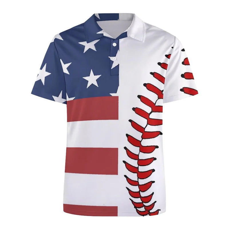 Fashion USA Flag Polo Shirt – Men’s 3D Print Short Sleeve Summer Lapel T-Shirt - Image 2