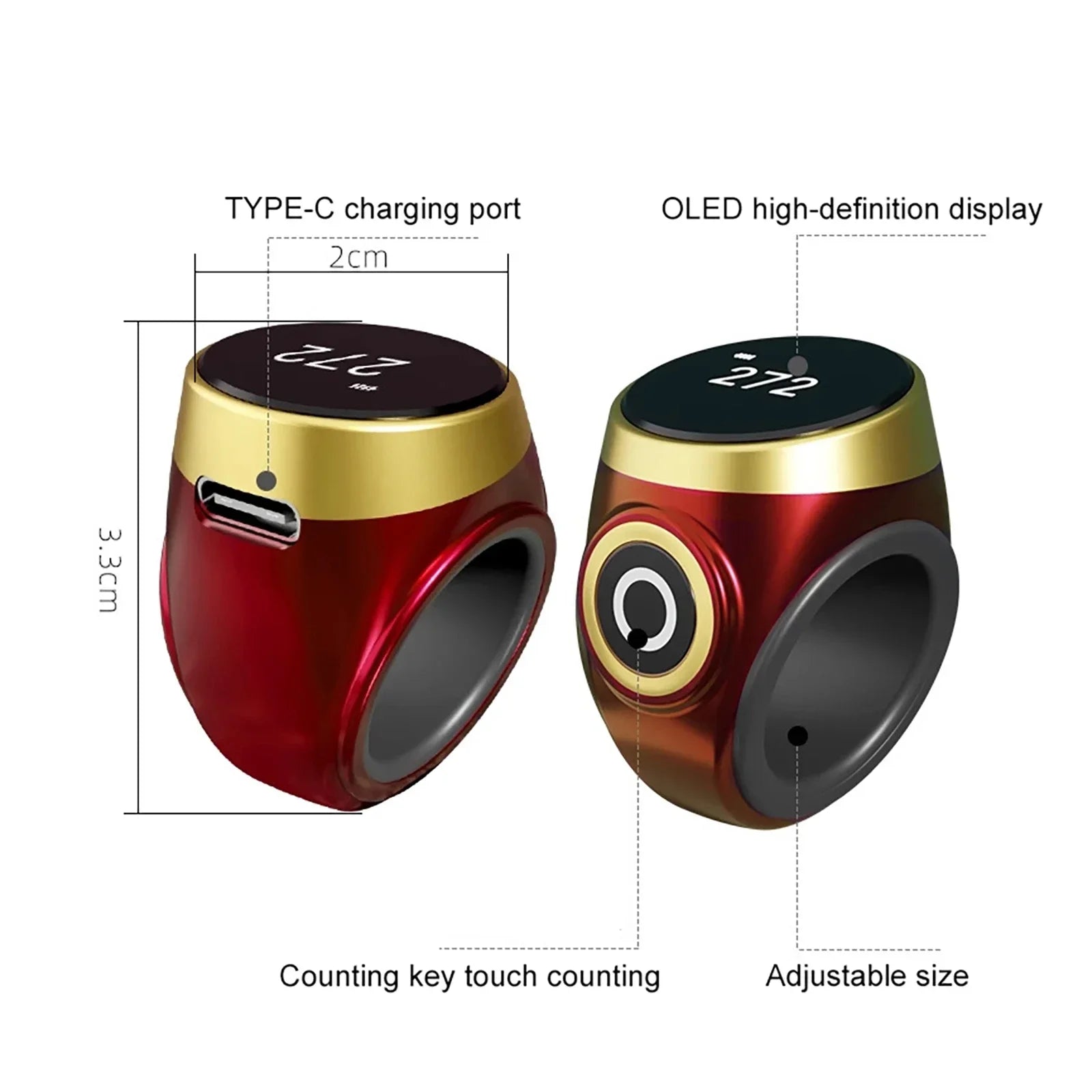 Smart Electronic Digital Finger Ring – Bluetooth Tally Counter with Vibration & Time Reminder - Image 4