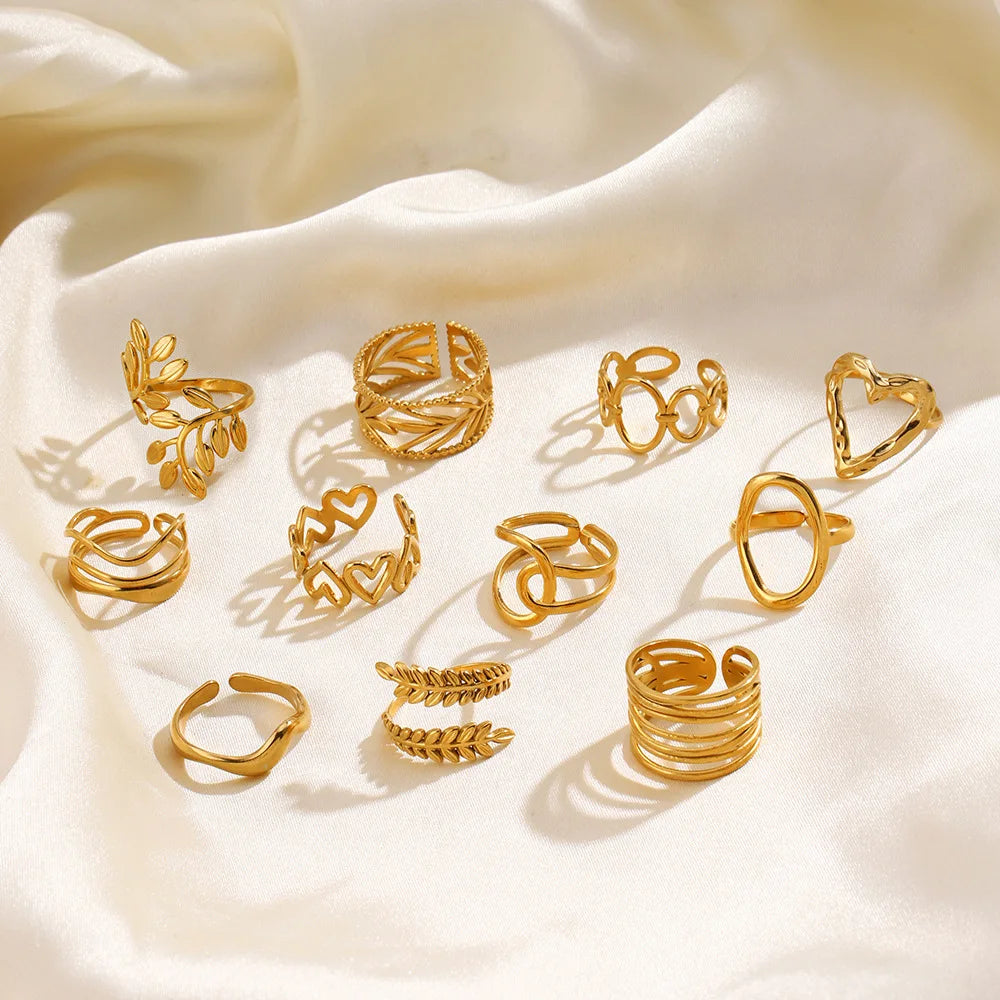 Gold Color Stainless Steel Heart Ring - Image 5