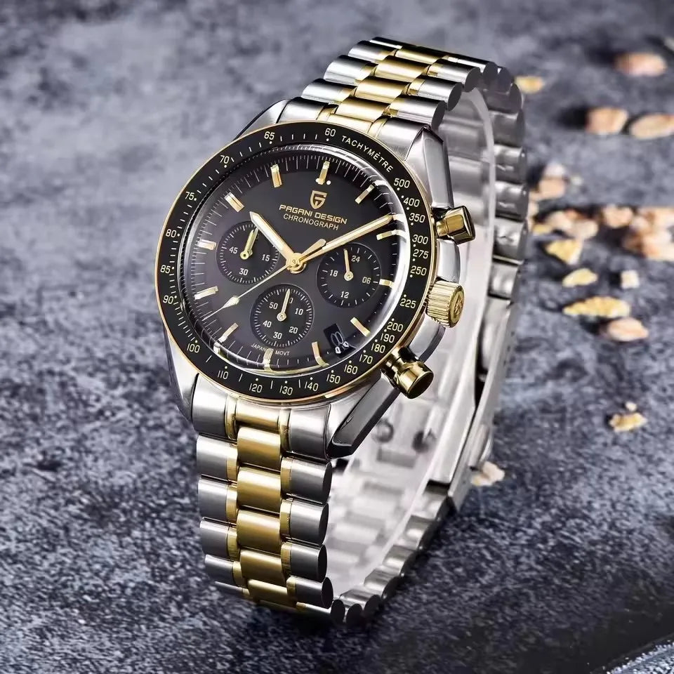 2025 New PAGANI DESIGN Moon Men’s Watch – Gold Luxury Quartz Chronograph with AR Sapphire Mirror - Image 5