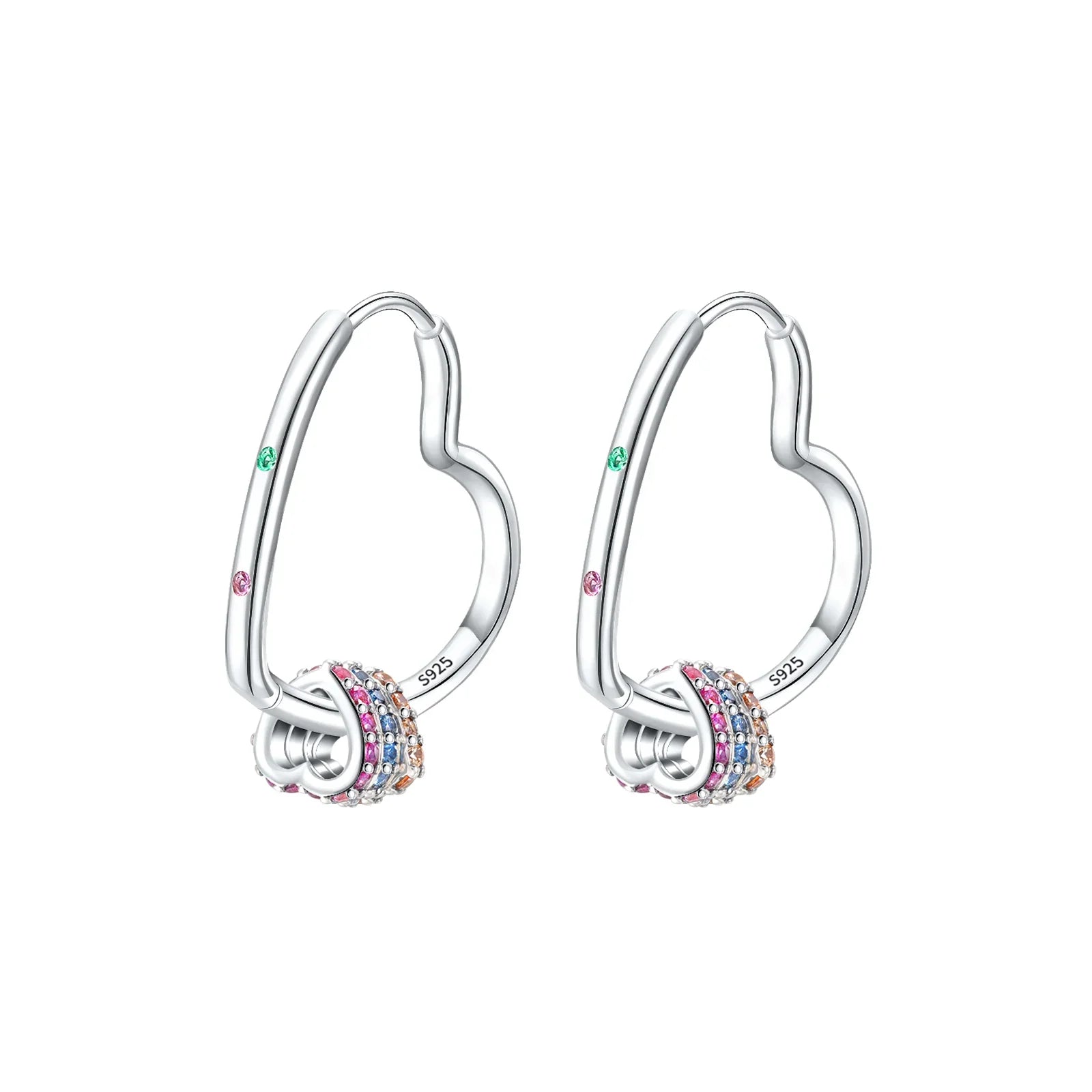 Luxury Original 925 Sterling Silver Chunky Hoop Earrings – Big Heart Circle Zircon Design - Image 11