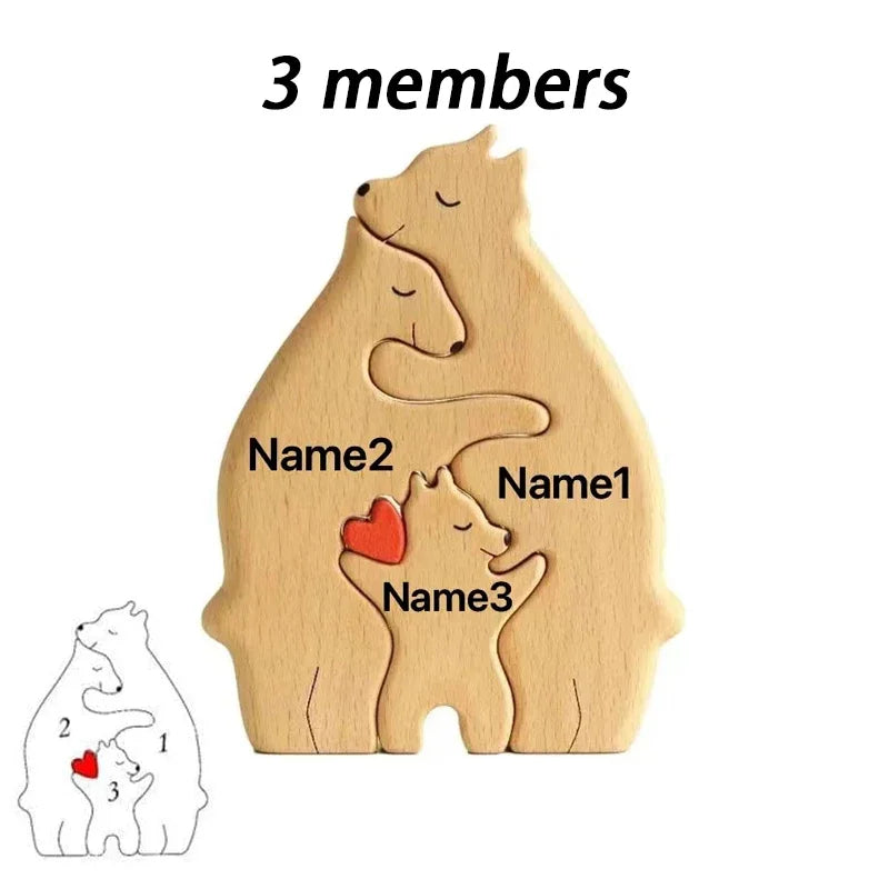 Art Wooden Bear Family Puzzle – Personalized Name Home Decor Gift - Image 7