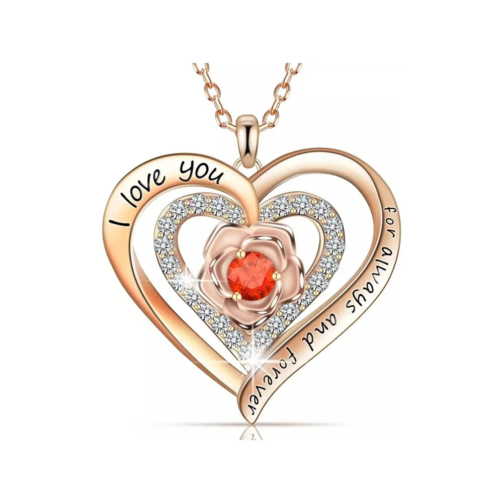Luxury Red Zircon Pendant Necklace with Rose Flower Gift Box - Image 10