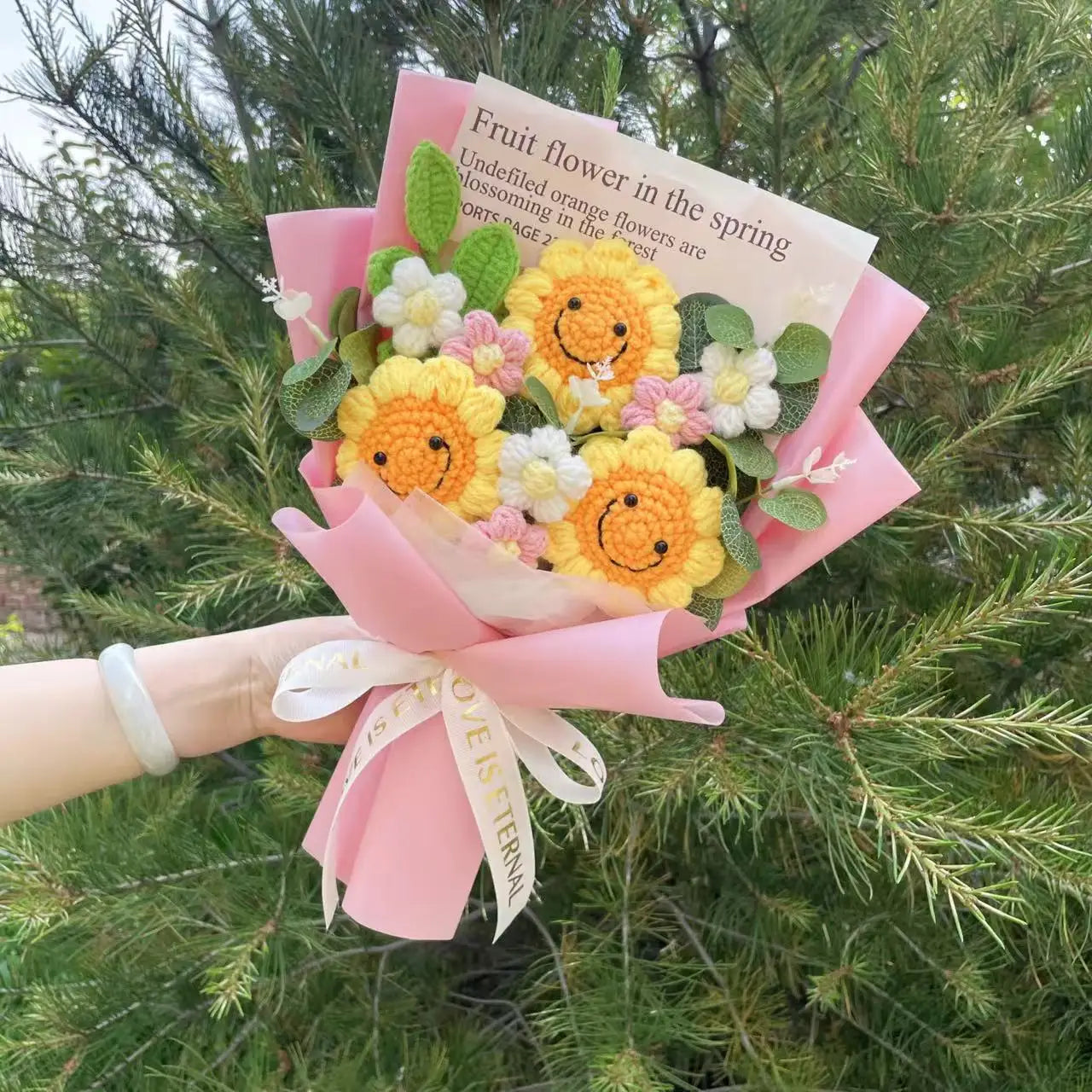 Finished Knitted Flowers – Sunflower Crochet Bouquet for Gifts & Decor - Image 28