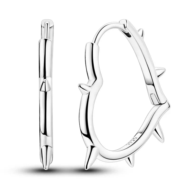 Luxury Original 925 Sterling Silver Chunky Hoop Earrings – Big Heart Circle Zircon Design - Image 42