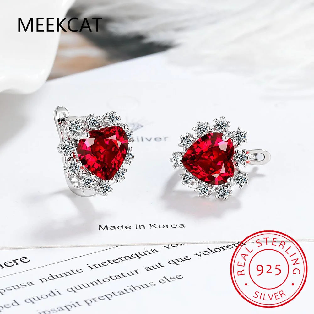 Love Heart Created Blue Sapphire Hoop Earrings – 925 Sterling Silver Fine Jewelry - Image 7