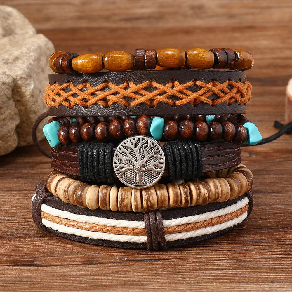 Punk Casual 6-Pc Beaded & Leather Bracelet Set - Image 12