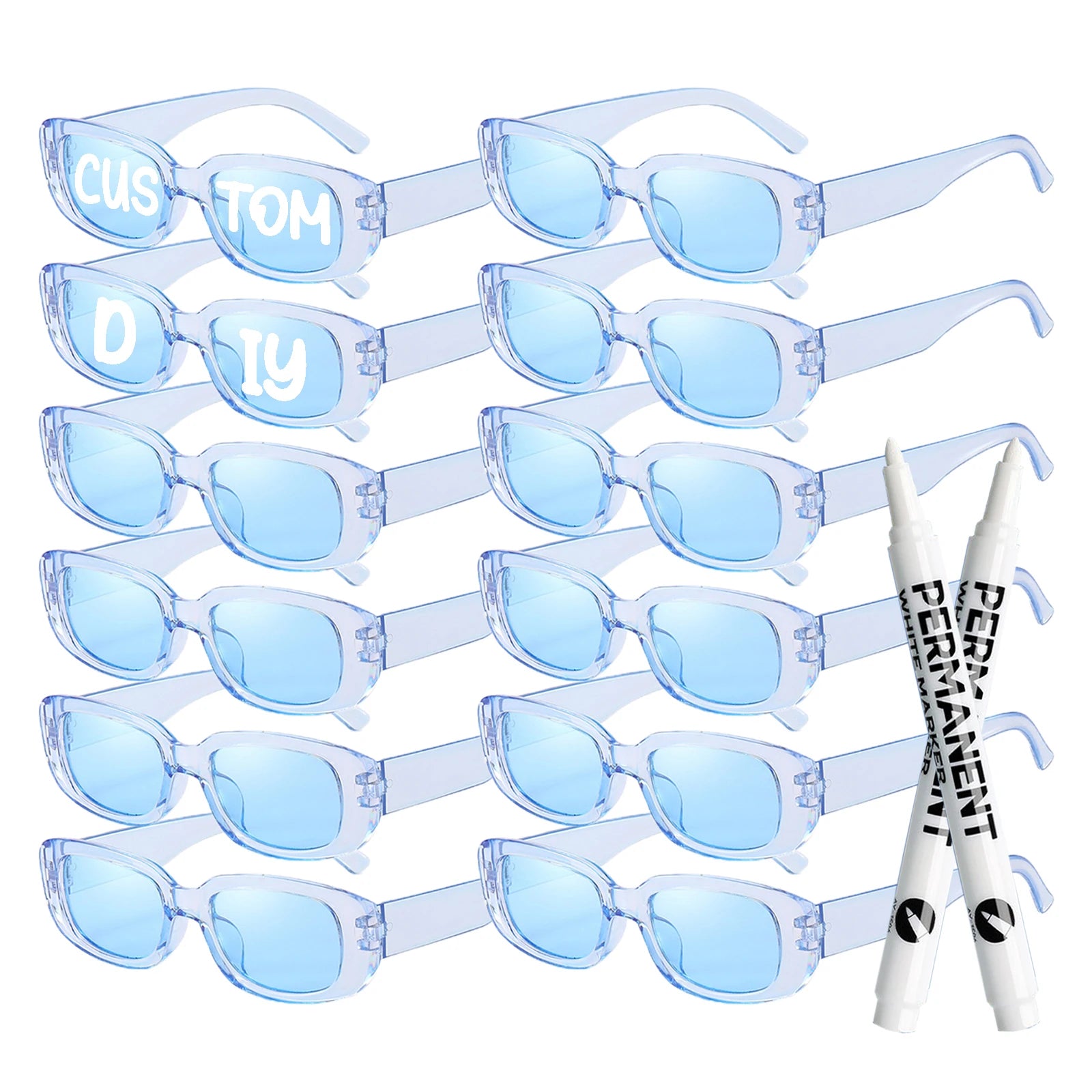 12–100 PCS Custom Wedding Sunglasses – Retro Square DIY Glasses with Pens for Parties & Events (GRAD 2025) - Image 11