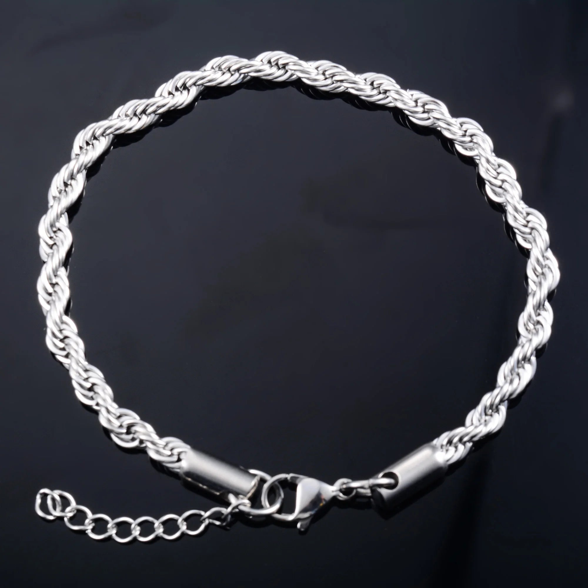 Men’s Stainless Steel Rope Chain Bracelet & Women’s Hand Bangle - Image 3