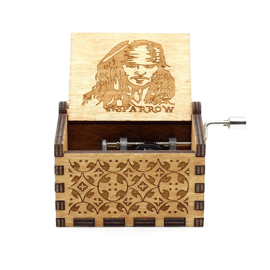 Hand-Cranked Wooden Theme Music Box - Image 10