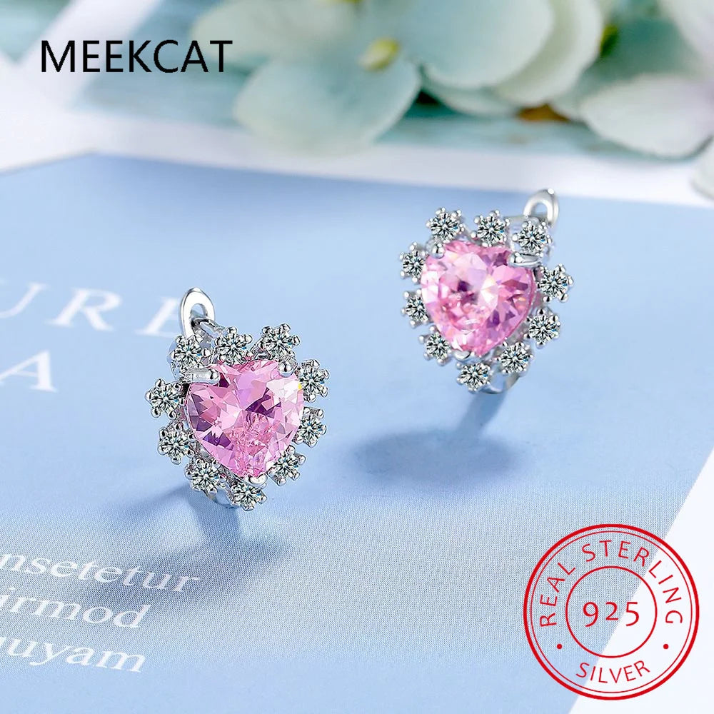 Love Heart Created Blue Sapphire Hoop Earrings – 925 Sterling Silver Fine Jewelry - Image 9