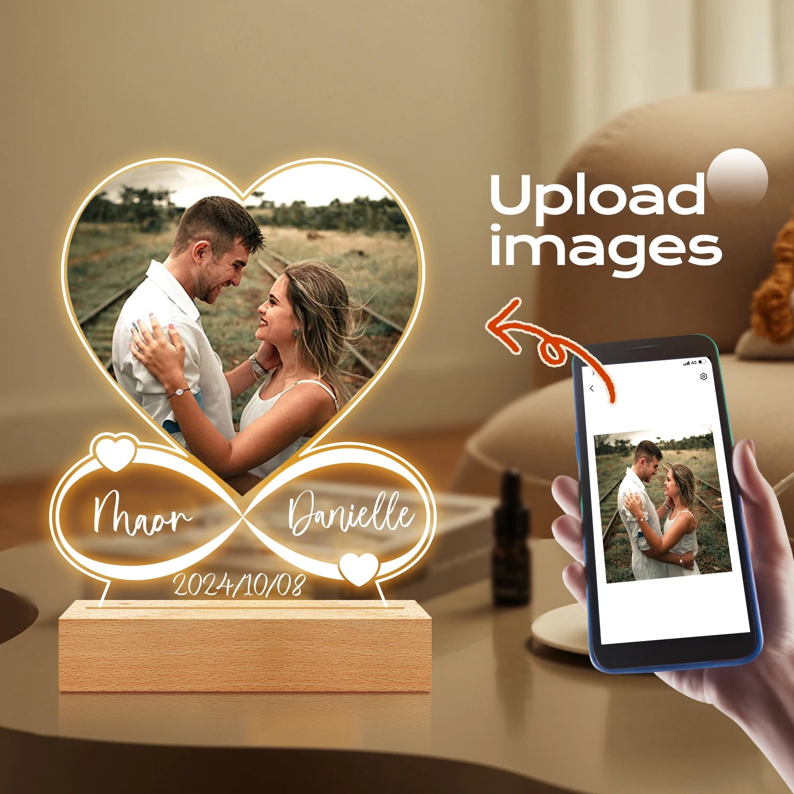 Custom Photo Love Frame – Personalized Acrylic Plaque Gift for Couples, Anniversary & Valentine’s Day - Image 3