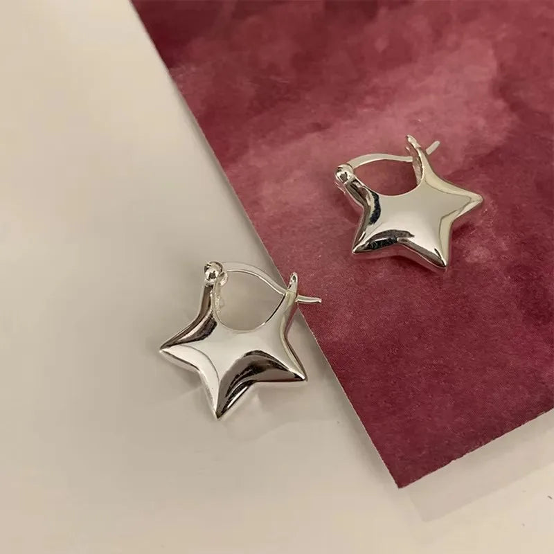 925 Sterling Silver Vintage Simple Star Earrings – Trendy Hypoallergenic Jewelry for Women - Image 5