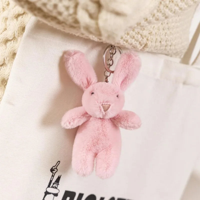 Cute Bunny Plush Keychain – 3.5" Mini Rabbit Bag Charm Pendant for Women (Gray) - Image 4
